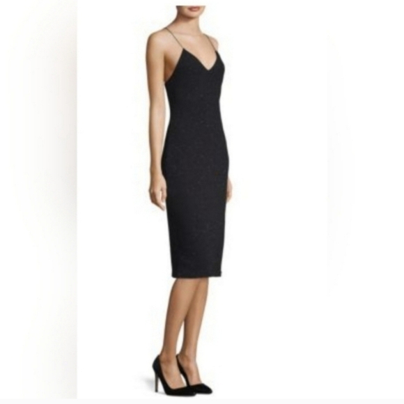 Alice + Olivia Stila Side Slit Fitted Midi Length Dress  size 6 - Picture 11 of 16